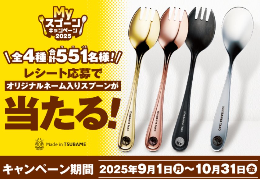【CoCo壱番屋】オリジナルネーム入りスプーンが当たるレシートキャンペーン