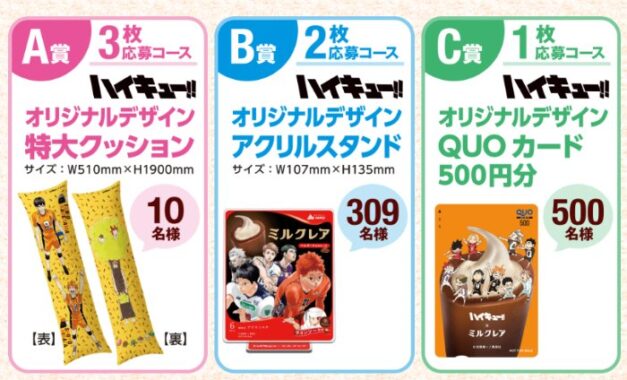 ハイキュー！！オリジナルグッズが当たる赤城乳業のハガキ懸賞