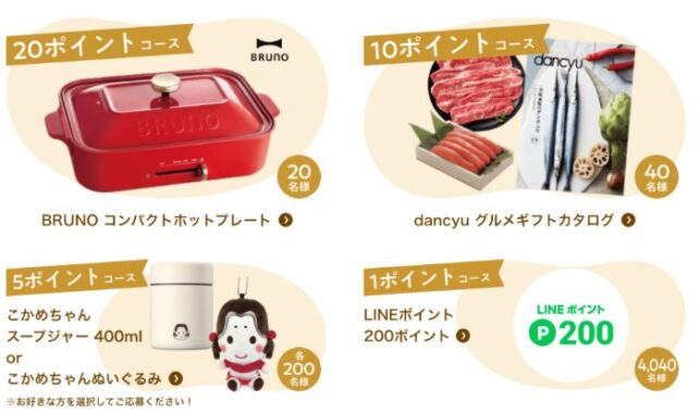 BRUNOコンパクトホットプレートやカタログギフトも当たるタカノフーズのレシート懸賞