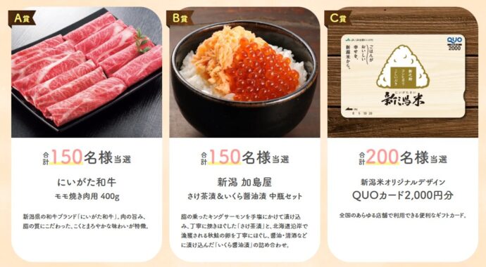 にいがわ和牛やQUOカードなどが当たるJA全農にいがたの新米購入キャンペーン