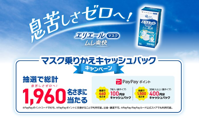 1,960名様にPayPayポイントが当たるエリエールのクローズドキャンペーン