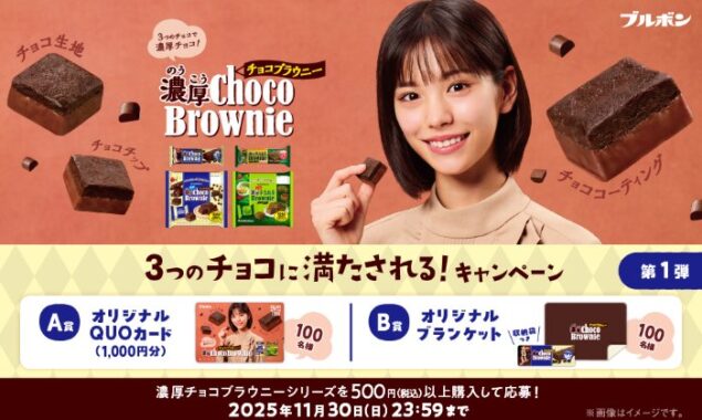 オリジナルQUOカードやブランケットが当たるブルボンのレシート懸賞