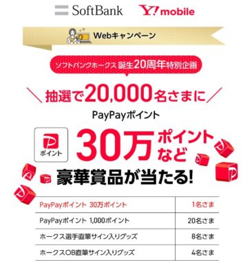 最大30万円相当のPayPayポイントも当たるソフトバンクホークス 日本一キャンペーン