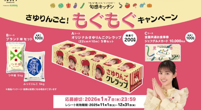 お米やジェフグルメカードも当たるクレハのクローズド懸賞