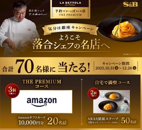 ARAS深皿セットやアマギフが当たるエスビー食品のクローズド懸賞