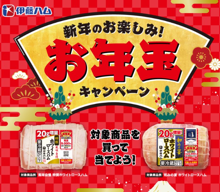 現金5,000円が500名様に当たる伊藤ハムのお年玉キャンペーン