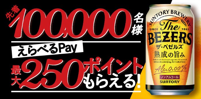 先着100,000名様にえらべるPay最大250ポイントがもらえるお得なキャンペーン