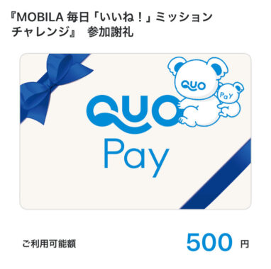 オートバックスのキャンペーンで「QUOカードPay500円分」が当選