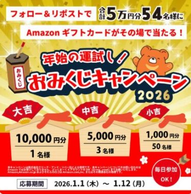 Amazonギフトカード最大10,000円分が当たる豪華おみくじキャンペーン