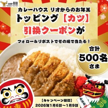 カレーハウス リオのトッピング「カツ」引換クーポンが当たるキャンペーン