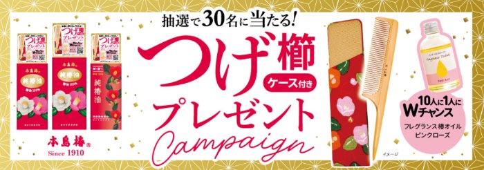 ケース付きのつげ櫛が当たる三宝のクローズドキャンペーン