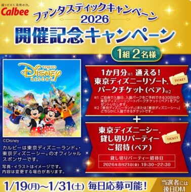 1か月分通える東京ディズニーリゾート パークチケット+貸切パーティー招待券が当たる豪華X懸賞