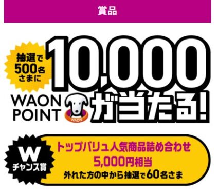 Wチャンスもアリ！10,000WAON POINTが当たる投票キャンペーン