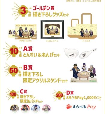 ゴールデンカムイのコラボグッズやえらべるPayが当たるミツカンのクローズドキャンペーン
