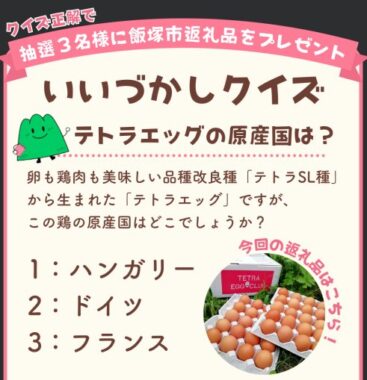【福岡県】飯塚市のふるさと納税人気返礼品「テトラエッグ」が当たるLINEキャンペーン