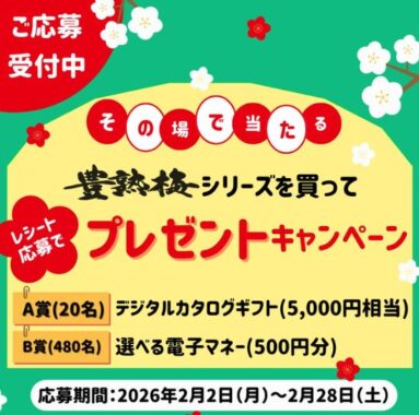 デジタルカタログギフトや電子マネーが当たる中田食品のレシート懸賞