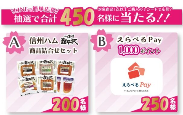 信州ハム商品セットやえらべるPayが当たるクローズドキャンペーン