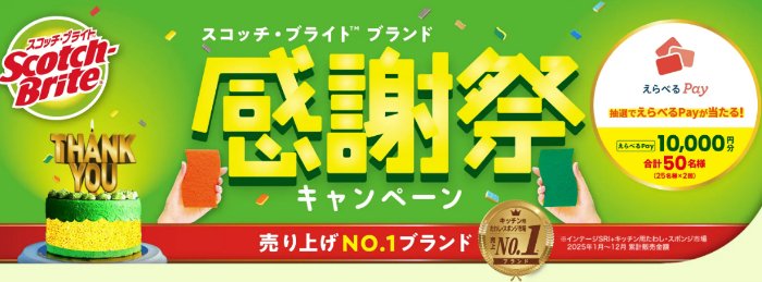 10,000円分のえらべるPayが当たる3Mのレシートキャンペーン