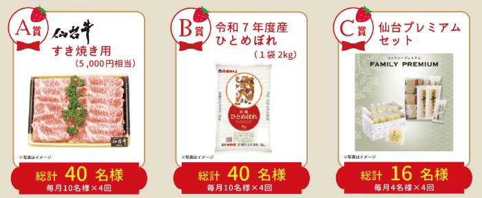 仙台の名産品や食事券などが当たる豪華クローズドキャンペーン