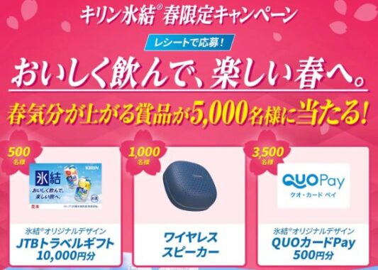 トラベルギフトやワイヤレススピーカーなども当たるキリンのクローズド懸賞