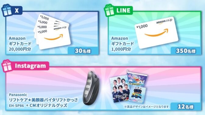 20,000円分のAmazonギフトカードや美顔器も当たる豪華SNS懸賞