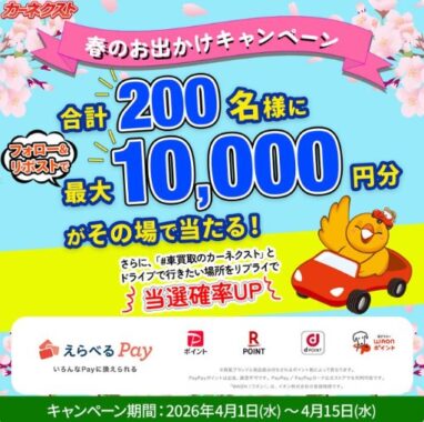 最大1万円分の えらべるPayがその場で200名様に当たるXキャンペーン