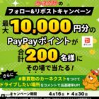 PayPayポイント最大1万円分が200名様に当たるキャンペーン