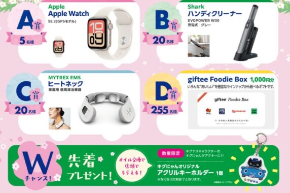 【KYGNUS】AppleWatchやハンディクリーナーも当たる豪華キャンペーン