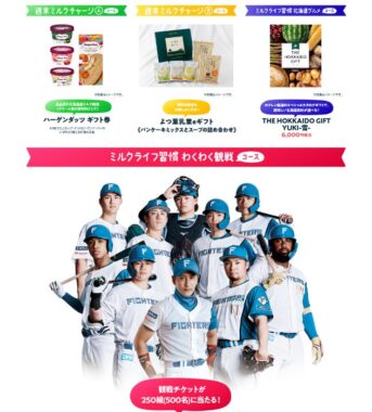 ファイターズ観戦チケットやカタログギフトなども当たるキャンペーン