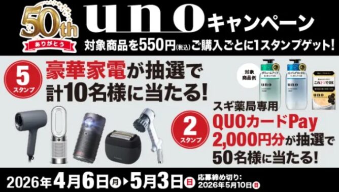 【スギ薬局×ファイントゥデイ】豪華家電やQUOカードPayが当たるクローズドキャンペーン