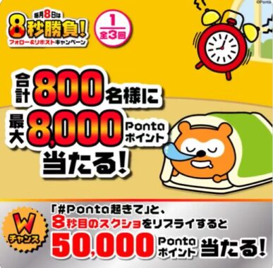 800名様に最大8,000Pontaポイントが当たるXキャンペーン