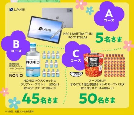 タブレットやマウスウォッシュ約1年分も当たる豪華キャンペーン