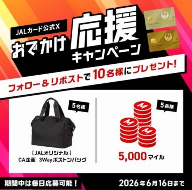 JALオリジナルグッズまたはマイルが当たる毎日応募Xキャンペーン