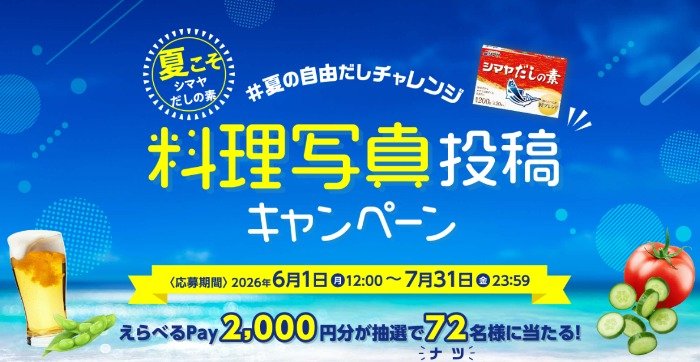 2,000円分のえらべるPayが当たる夏の自由だしチャレンジキャンペーン