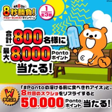 800名様に最大8,000Pontaポイントが当たるXキャンペーン