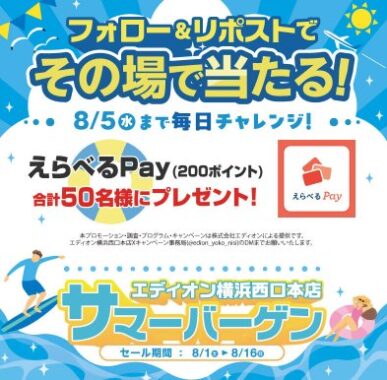 えらべるPay200ポイントがその場で当たるキャンペーン
