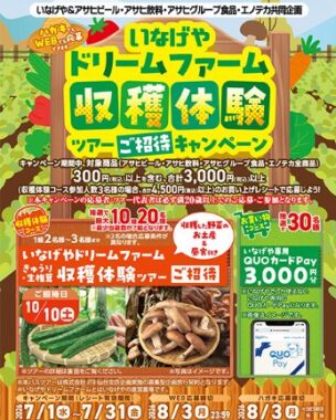 【いなげや×アサヒ・エノテカ 】いなげやドリームファーム収穫体験ツアー ご招待キャンペーン