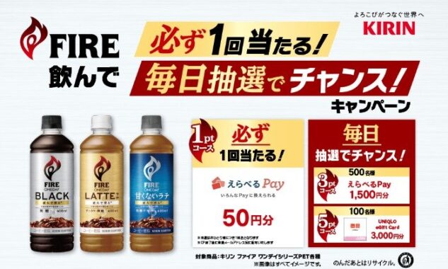 UNIQLO eGiftやえらべるPayが当たるキリンのクローズドキャンペーン