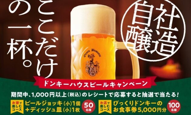 びっくりドンキーの食事券やビールジョッキなども当たるレシート懸賞