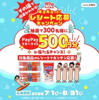 PayPayマネーライト500円分が当たる丸大食品のクローズドキャンペーン