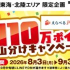 【東海･北陸エリア限定】最大100,000ポイント分のえらべるPayが当たる豪華懸賞