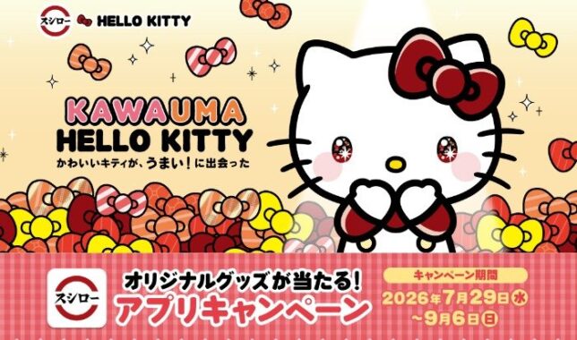 ハローキティの特大バスタオルが当たるスシローアプリキャンペーン