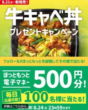 ほっともっと電子マネー 500円分