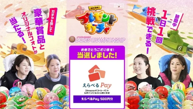 BOAT RACE振興会のキャンペーンで「えらべるPay500円分」が当選しました！