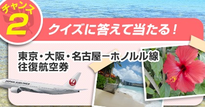 JAL国際線 ハワイに行って当てよう！クイズに答えてハワイに行こう！  JALハワイキャンペーン JAPAN AIRLINES