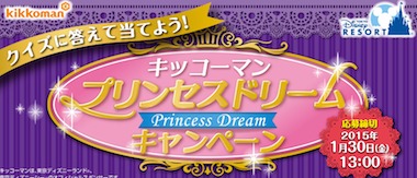 ディズニーランド年間パスポートが当たる キッコーマン プリンセスドリームキャンペーン 懸賞で生活する懸賞主婦ブログ